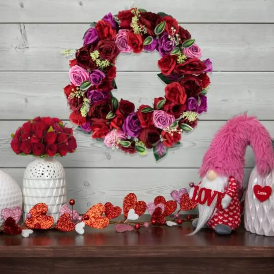 24" Mixed Rose Wreath {3}