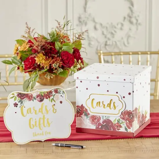 Kate Aspen&reg; Burgundy Blush Floral Collapsible Card Box {6}