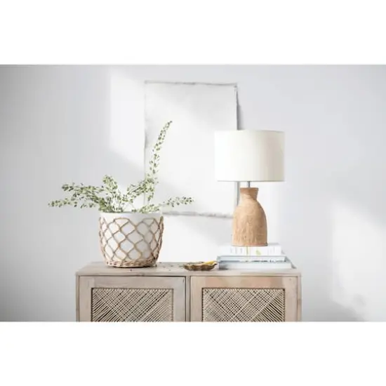 Hello Honey® 19" Paper Weaving Rope Table Lamp With Cotton Shade {4}