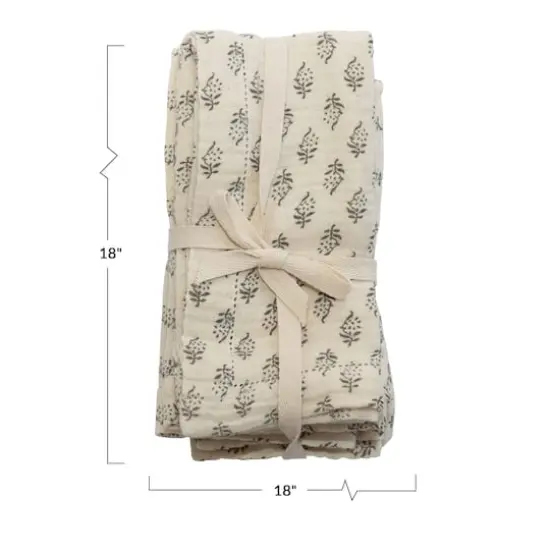 Hello Honey&reg; Charcoal & Cream Floral Print Cotton Napkins, 4ct. {5}