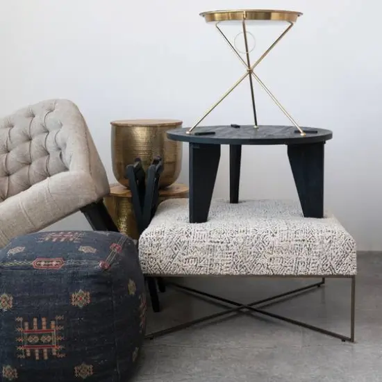 Hello Honey&reg; 21" Brass Finish Art Deco Metal Folding Tray Table {4}