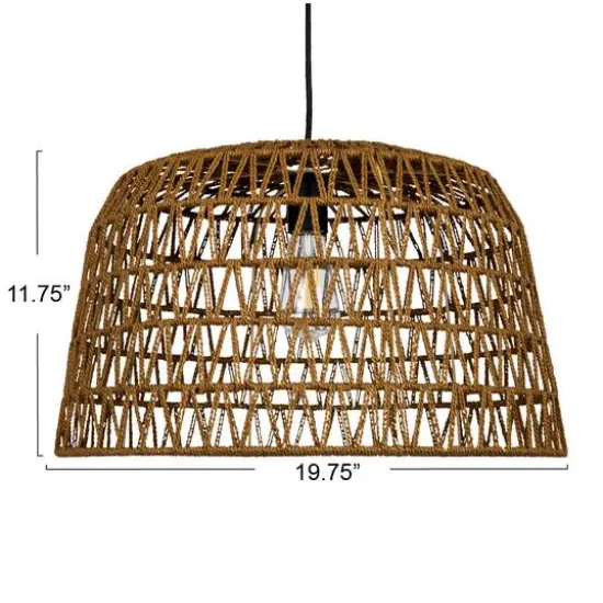 Hello Honey&reg; 19.5" Boho Open Weave Metal and Paper Rope Ceiling Light Brown {6}