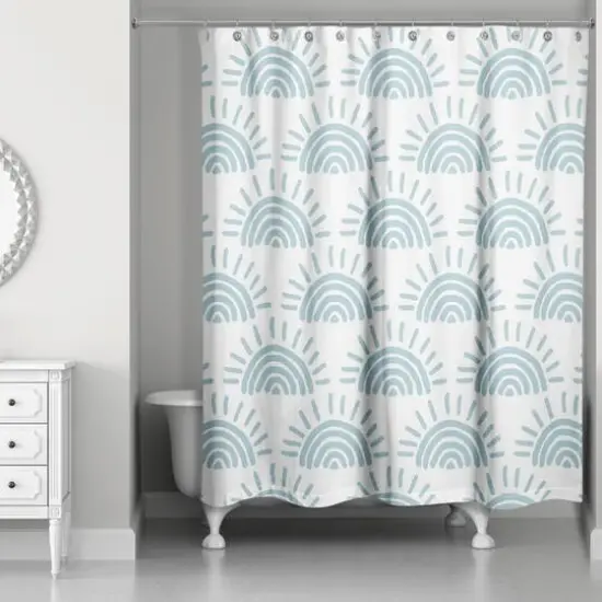 Sun Pattern Shower Curtain Blue {3}