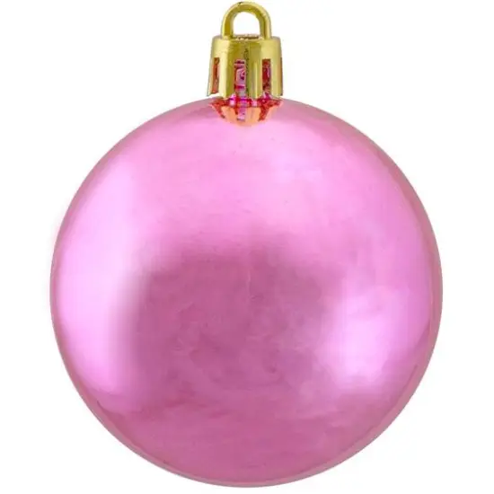 60ct Shiny Bubblegum Pink Shatterproof Ball Ornaments {5}