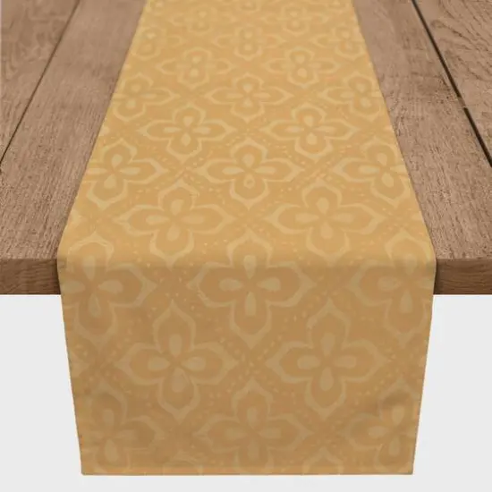90" Yellow Medallion Pattern Cotton Twill Runner {3}