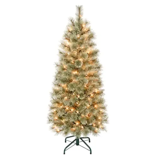 4.5 ft. Pre-Lit Arcadia Cashmere Pine Slim Artificial Christmas Tree, Clear Lights {1}