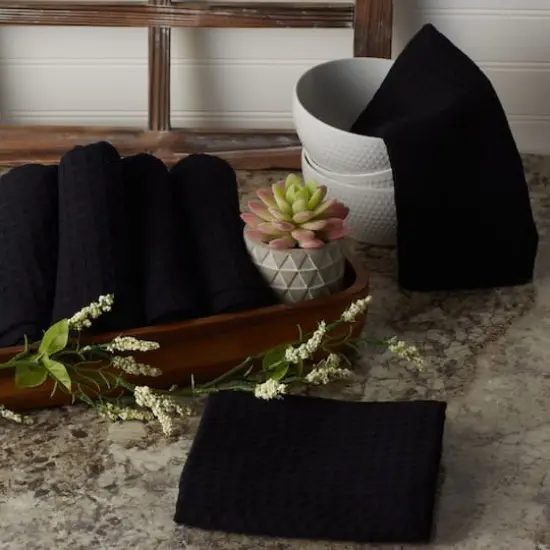 DII&reg; Black Recycled Cotton Waffle Dish Towels, 6ct. {3}