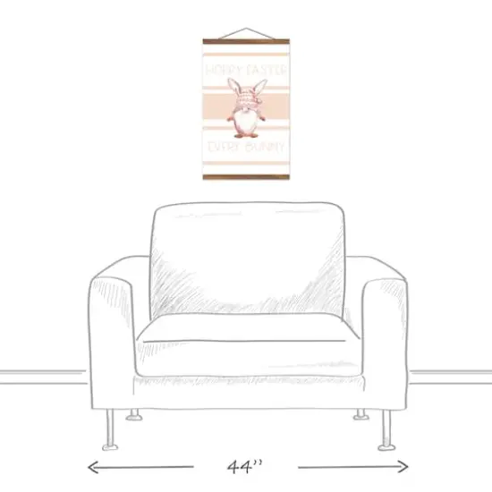 Hoppy Easter Gnome Blush 12" x 18" Teak Hanging Canvas {4}