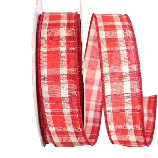 JAM Paper 1.5" x 50yd. Wired Plaid Ribbon {1}