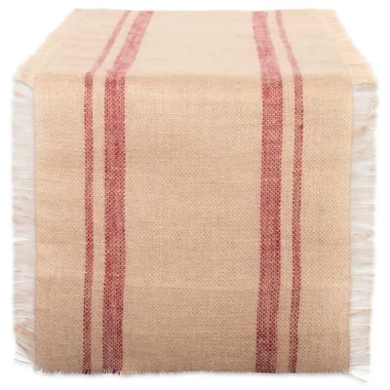 DII&reg; 72" Double Border Burlap Table Runner Barn Red {1}