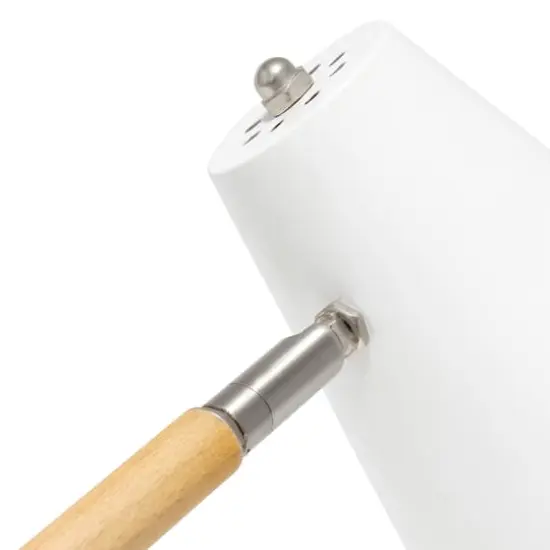Simple Designs 16.7" Wooden Pivot Desk Lamp Matte White and Wood {7}