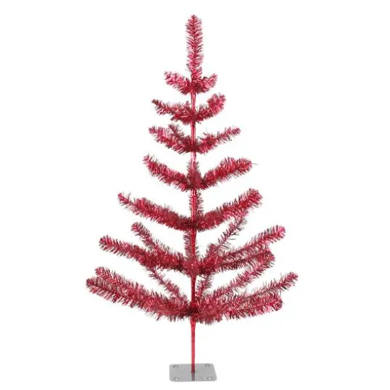 3ft. Unlit Red Tinsel Twig Artificial Christmas Tree {1}