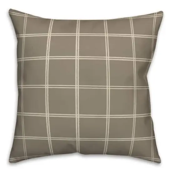 Taupe & White Check Throw Pillow {1}
