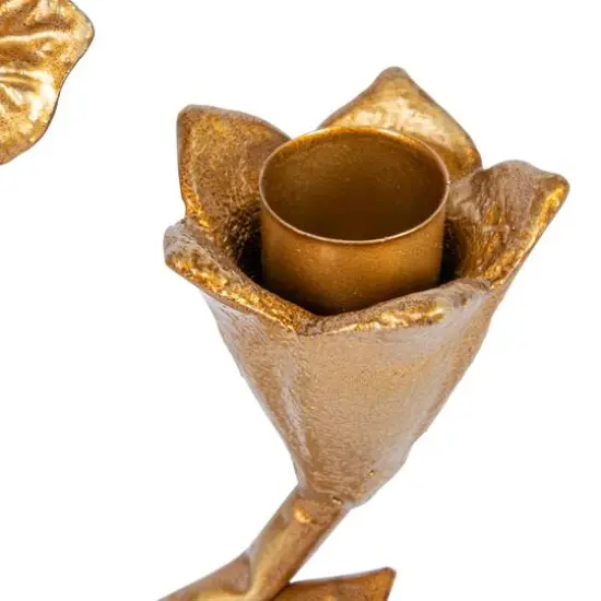 Hello Honey&reg; 11.7" Gold Double Taper Metal Candelabra {7}