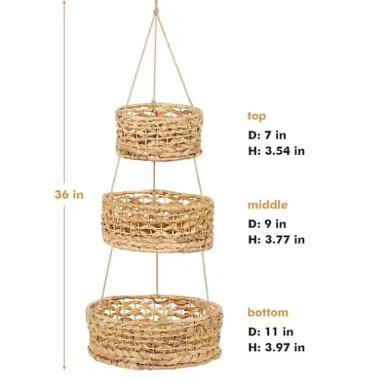 NEX&trade; 3-Tier Natural Kitchen Fruit Storage Wicker Baskets {3}