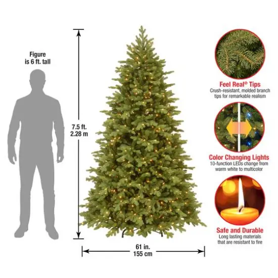 7.5ft. Pre-Lit PowerConnect&trade; Princeton Fraser Fir Artificial Christmas Tree, Dual Color&reg; LED Lights {6}