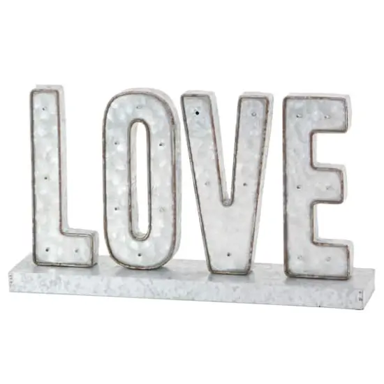 20" Gray Metal Love Decorative Sign {1}