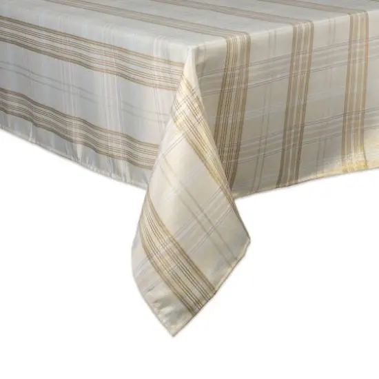 DII&reg; Cream Metallic Plaid Tablecloth {5}