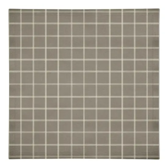 Taupe & White Check Cotton Twill Napkin {1}