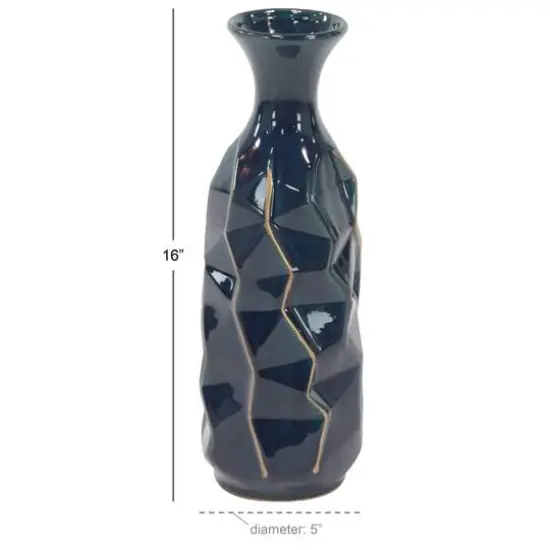 Blue Stoneware Modern Vase {6}