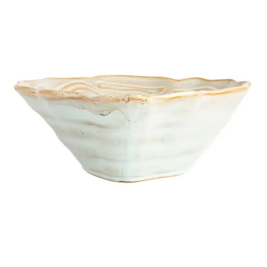 Hello Honey&reg; 11.5" Tan & Blue Oyster Shaped Stoneware Bowl {7}