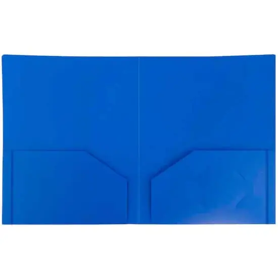 JAM Paper Heavy Duty Plastic 2 Pocket File Folder Blue {4}