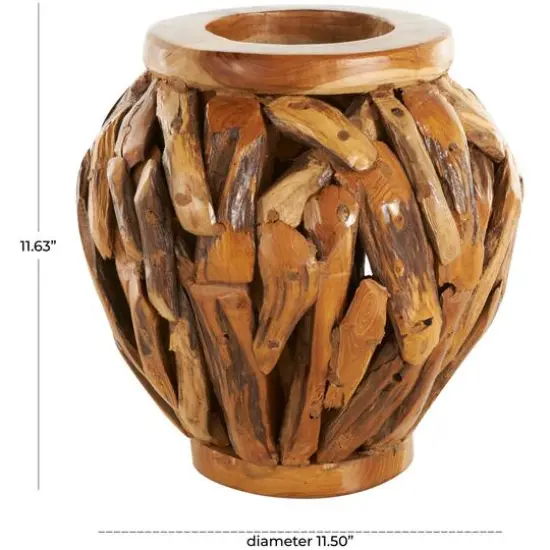 12" Natural Brown Handmade Live Edge Tree Branch Vase {5}