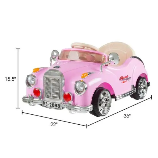 Toy Time Pink Battery Powered Ride-On Classic Coupe Car {8}