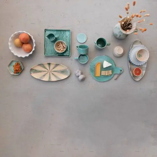 Hello Honey&reg; Aqua Reactive Crackle Glaze Stoneware Hexagon Plates, 6ct. {3}