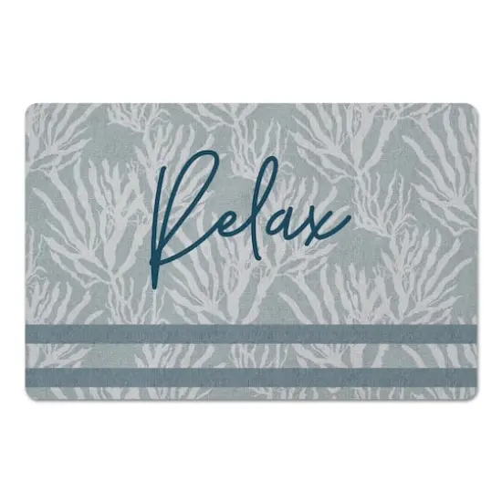 Relax Stripe Floor Mat White Coral Blue Stripe on Blue {1}