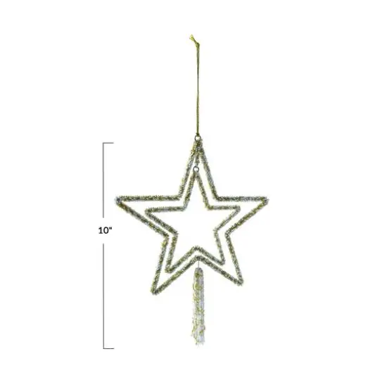 Hello Honey® 10" Gold & White Metal Star Glass Beaded Ornament with Tassel {4}