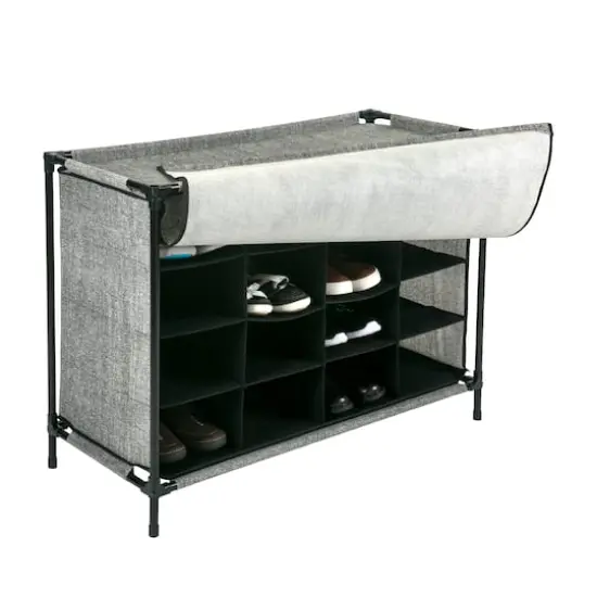 Simplify Black 16 Compartment Shoe Cubby {3}