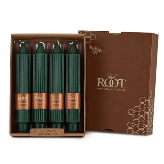 Root Candles 7" Unscented Grecian Collenette Taper Candles, 4ct. Dark Green {1}