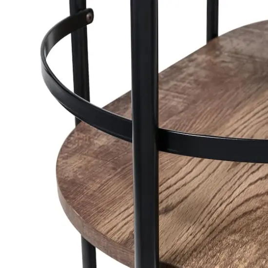 Honey Can Do 3-Tier Black & Rustic Brown Rolling Bar & Serving Cart {8}