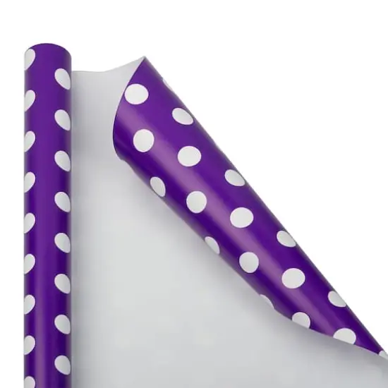 JAM Paper Polka Dot Gift Wrap Set, 2ct. Purple with White Dots {5}