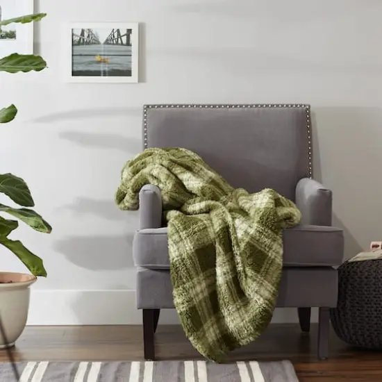 DII&reg; Sage Farmhouse Plush Plaid Throw {8}