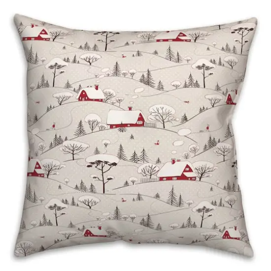 Snowy Village18x18 Throw Pillow {1}
