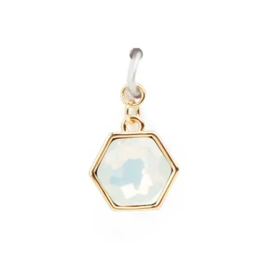 14K Gold Plated White Opal Austrian Crystal Hexagon Charm by Bead Landing&trade; {4}