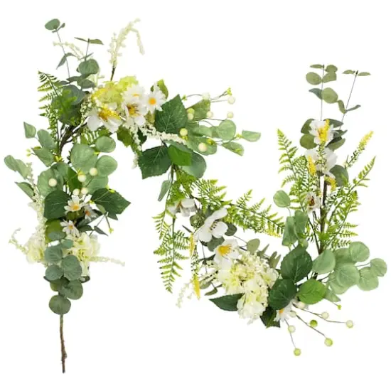 5ft. Hydrangea & Eucalyptus Artificial Floral Spring Garland {7}