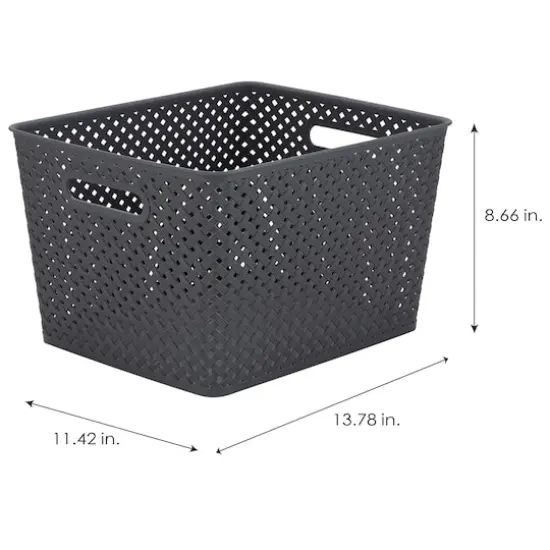 Simplify Large Wicker Storage Bin Gray {4}