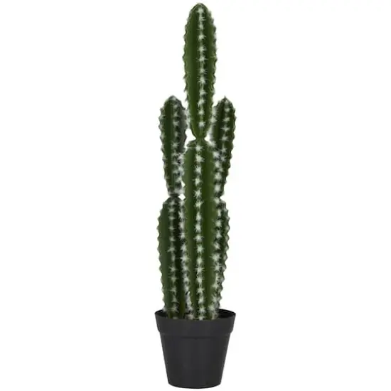 23" Green Faux Foliage Cactus Artificial Plant With Black Round Pot {3}