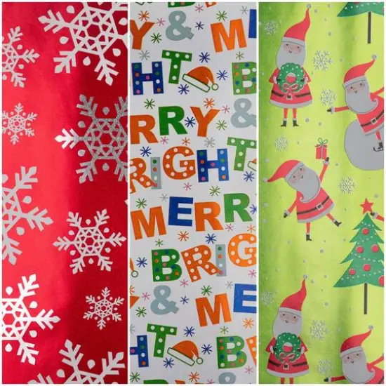 JAM Paper Frosted Holiday Christmas Foil Gift Wrap Set {4}