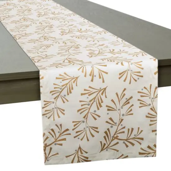 DII&reg; 72" Metallic Holly Leaves Table Runner {7}