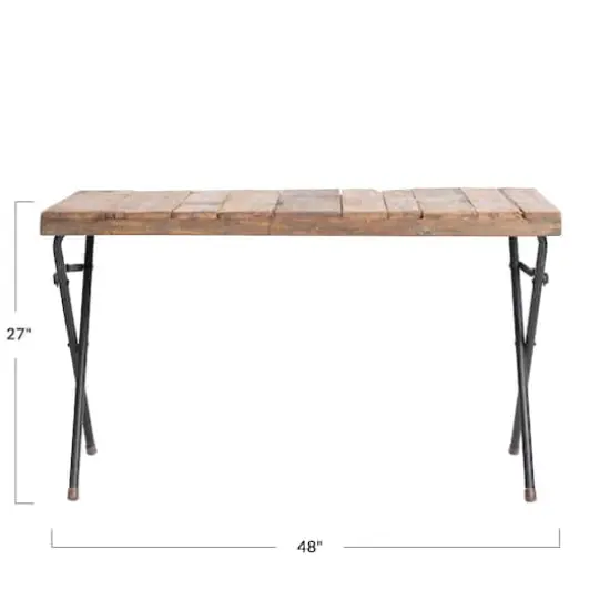 Hello Honey® 48" Rustic Wood & Metal Folding Narrow Entryway Table {1}