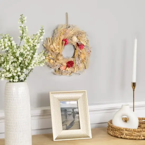 11" Pampas Grass & Dried Floral Spring Wreath {3}