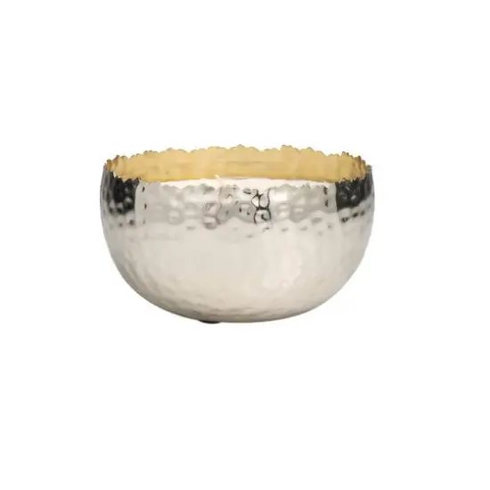 30oz Vanilla Marshmallow Scented White 3 Wick Candle in Hammered Silver Bowl {5}