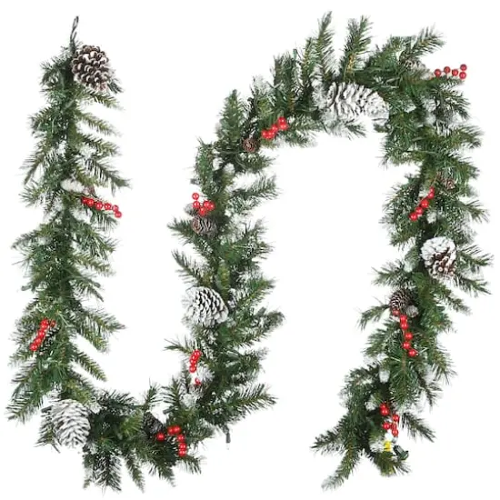 9' x 10" Pre-lit Frosted Berry Artificial Christmas Garland with 100 Clear Lights {6}