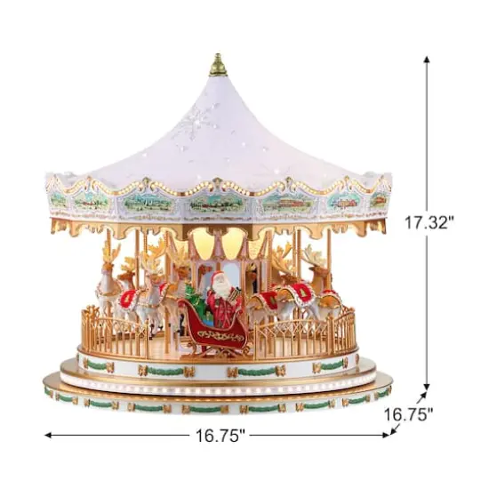 Mr. Christmas 17" White Animated Deluxe Crystal Carousel {4}
