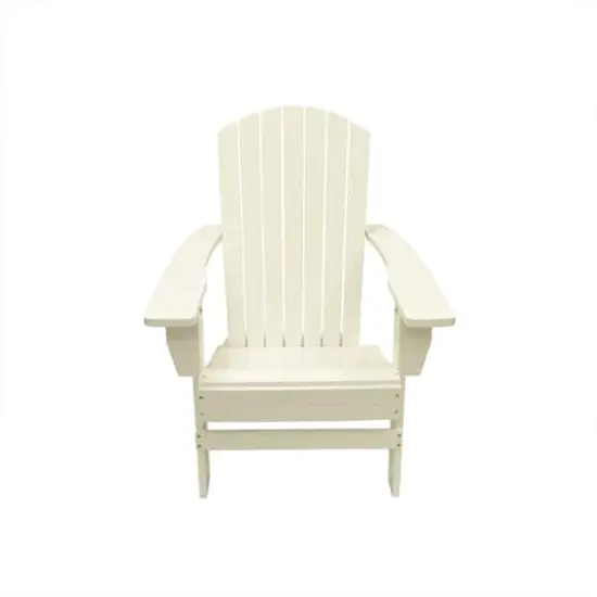 37" White Wooden Outdoor Patio Adirondack Chair {1}