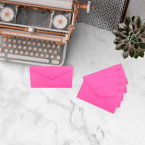 JAM Paper 3.875" x 7.5" Brite Hue Monarch Envelopes, 50ct. Ultra Hot Pink {5}